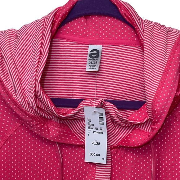 Avenue Plus Cowl-Neck Hoodie, Pink Dot w/ Striped Trim – Size 26/28 - Picture 3 of 7